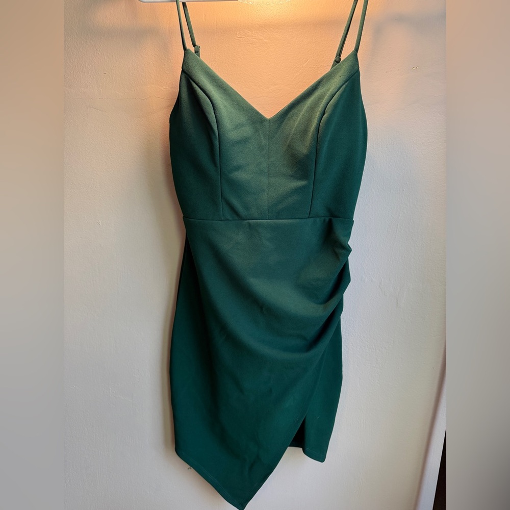 Asymmetrical Green Mini Dress